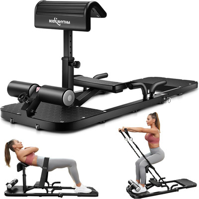 BODYRHYTHM Hip Thrust Machine with 2 Sets of Resistance Bands, Sissy Squat Machi