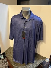 GREG NORMAN Men s PLAY DRY Polo Shirt XL Blue Check Polyester NWT