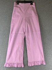 Anthropologi Colette Magic Fabric Ruffled Crop Wide-Leg Pants Size 28 Lilac
