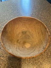 Handcrafted Large Wooden Bowl 12 in Hand Turned Smooth Vintage Doesn't sit level
