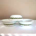 Vintage Corelle Crazy Daisy Cereal Bowls Spring Blossom Green Set of 7 MCM 70s