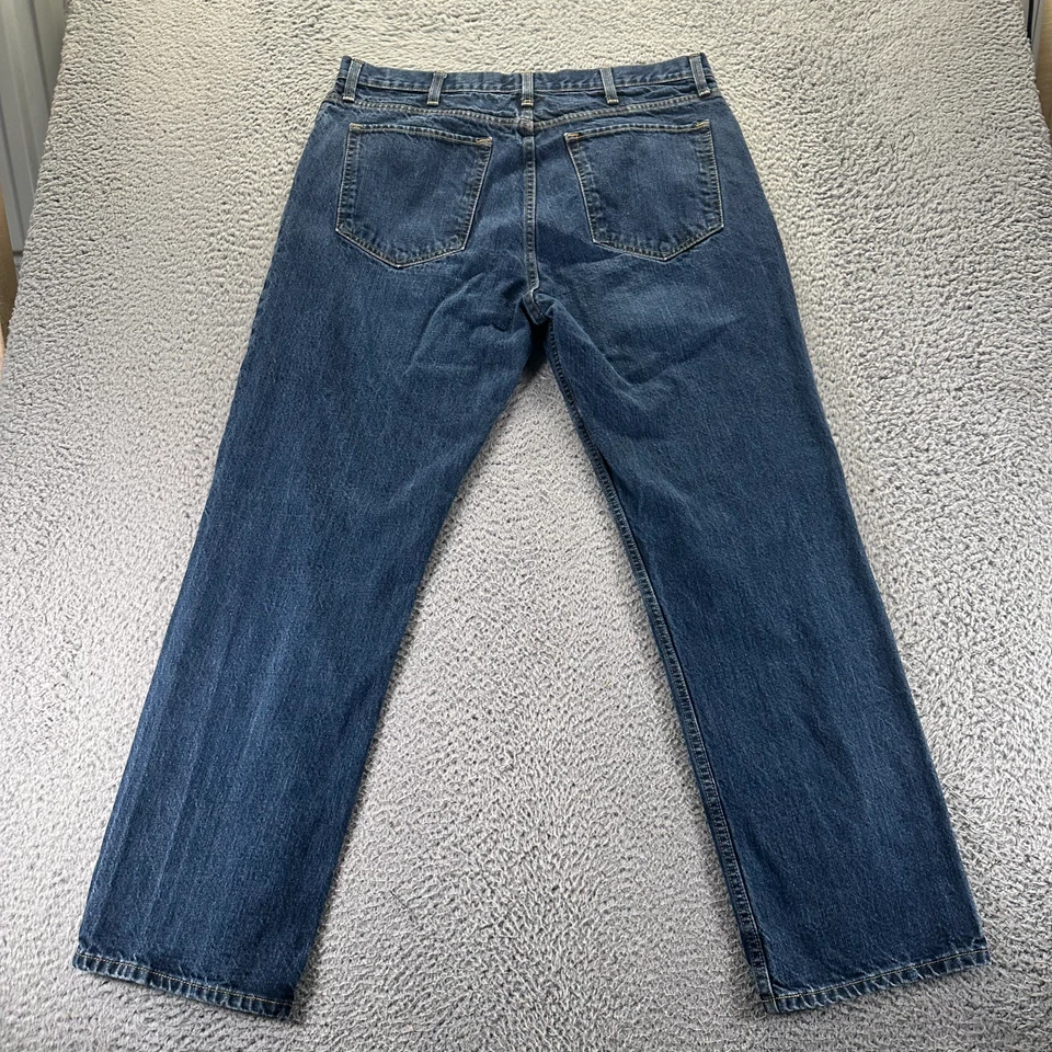 Pantalones de mezclilla St. John's Bay para hombre 38x31 azul algodón pierna recta ropa de trabajo descolorida Foto 3 de 4