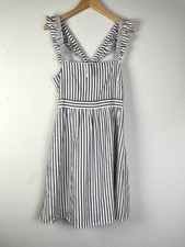 NWT $118 Madewell Ruffle Strap Striped Empire Waist Dress Nautical Coastal 10