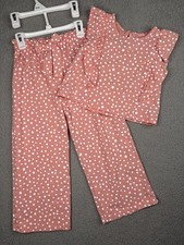 NEW Catherine Malandrino Girls Pant Set Summer Pink Polka Dot Sleeveless