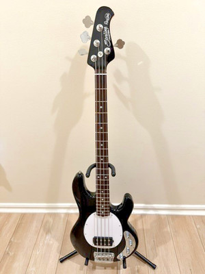 Music Man Sterling StingRay RAY34 Bass, Black 4 String, Rosewood FB with Gig Bag