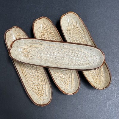 Vintage Keramik Mais Boot Geschirr BBQ Haushaltswaren Geschirr Rustikal Retro Beige X4