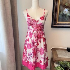 Vintage Guess 100% Silk Pink Floral Empire Waist Dress