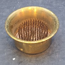 Vintage 2 3/4  Brass Metal Spike Flower Frog W/ Copper Removable Spikes