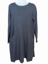 Sundance PM Black Knit Sweater Dress Cotton Silk Blend Lagenlook Minimalist