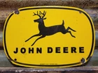 VINTAGE JOHN DEERE PORCELAIN SIGN OLD 1963 FARM TRACTOR EQUIPMENT BARN VERIBRITE