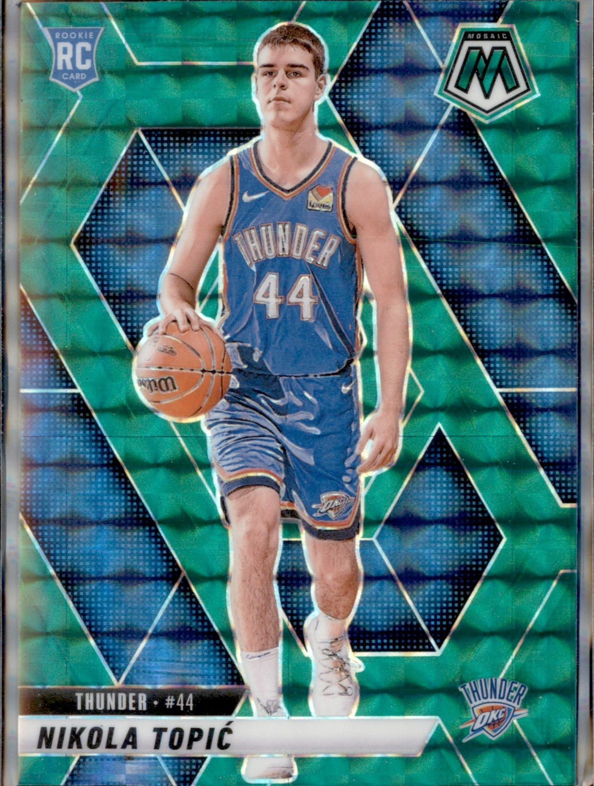2024-25 Panini Mosaic - Rookies Nikola Topic #242 Green Mosaic Prizm (RC)