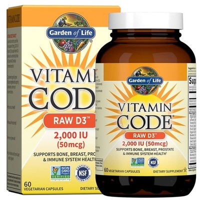 Garden of Life Vitamin D, Code Raw D3, D 60 Count (Pack 1) 