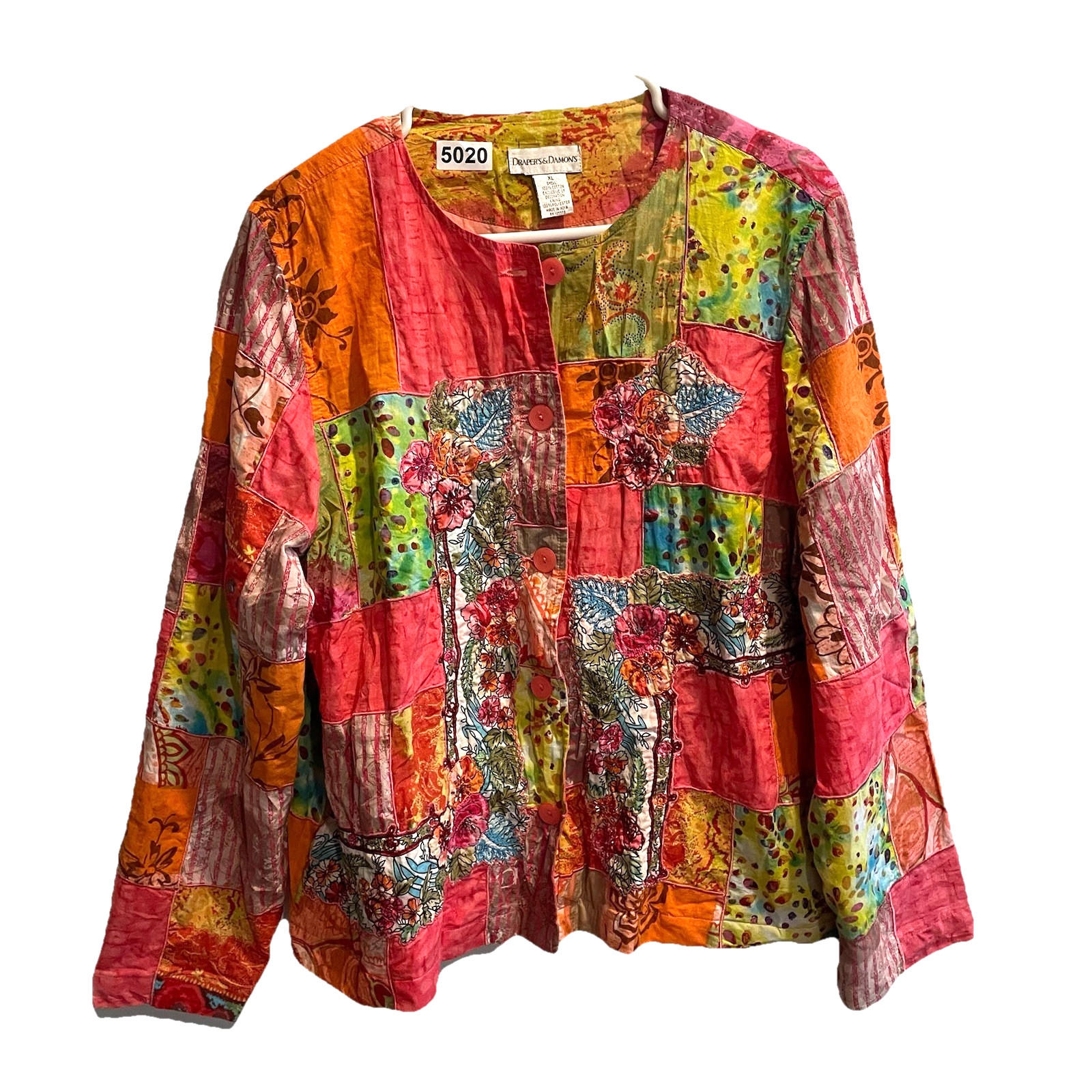 Drapers & Damons Patchwork Quilted Colorful Jacke… - image 1