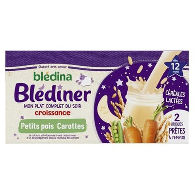 Cereals for babies from 12 months Carrots Peas Blédiner Croissance BLEDINA