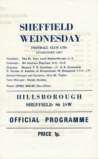 Sheffield Wednesday Reserves v Blackburn Rovers (Central League) 1972/1973