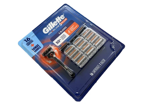 New Gillette ProGlide 5 Plus Razor Cartridges 5-Blade Refills 16 Pack + Handle
