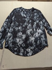 Simply Vera Vera Wang Top Women's L Black Roll Tab Long Sleeve Oversized Career