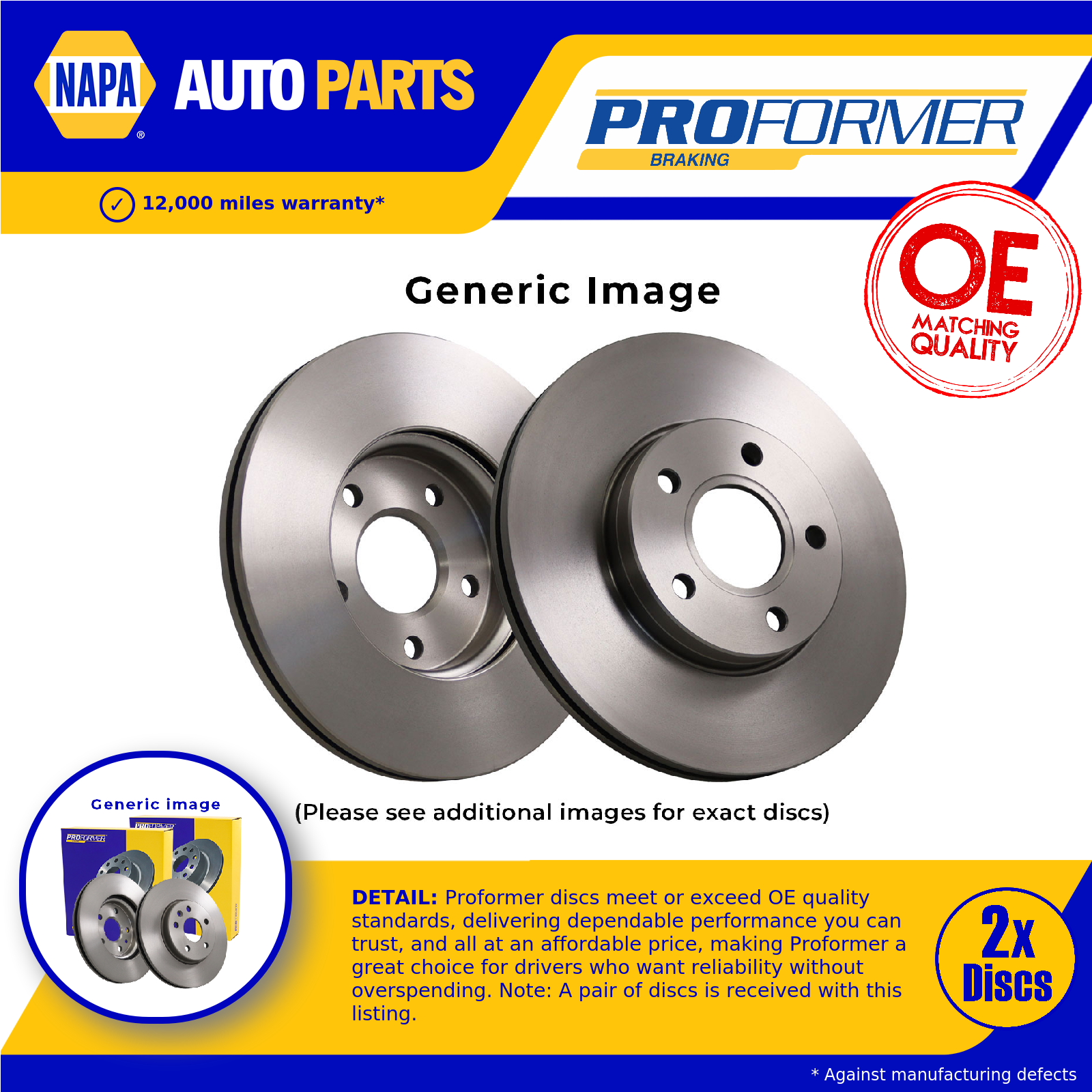2x Brake Discs Pair Vented Rear 325mm PBD8733 Proformer Set T4A2061 Quality
