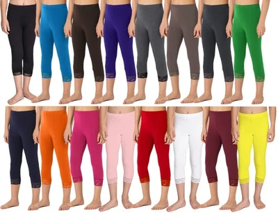 BE MAMMY Merry Style Mädchen Capri Leggings 3/4 Sport Training Spitze Viskose 110-158