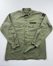 Vintage US Army Shirt Mens Green OG 507 Utility Long Sleeve Twill VTG USA Read