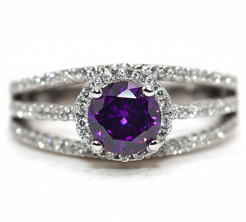 2CT  Amethyst 925 Solid Sterling Silver Ring Jewelry Sz 7 F8-2