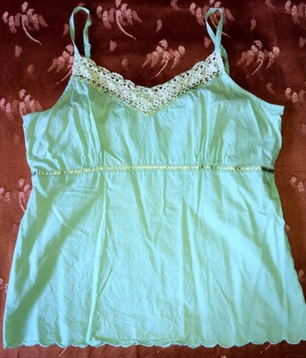 Blouse à bretelles voile coton vert Coline  t M - Photo 1/4
