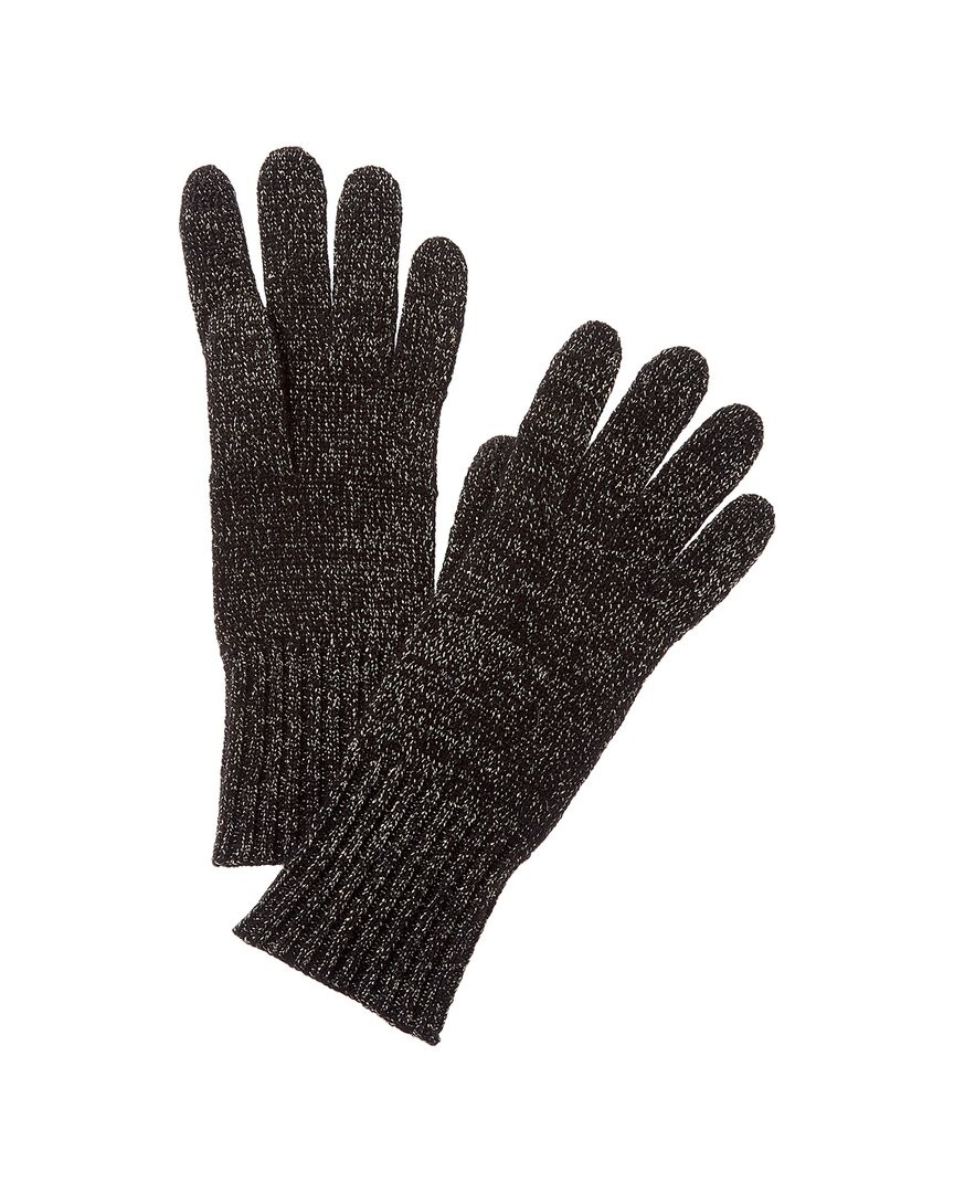Hannah Rose Lurex Cashmere Gloves Women's Black
