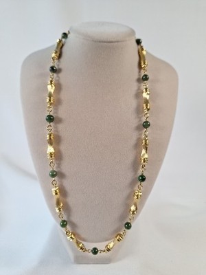 Camrose & Kross JBK Jacqueline Kennedy Nephrite Jade Bead Goldtone Necklace