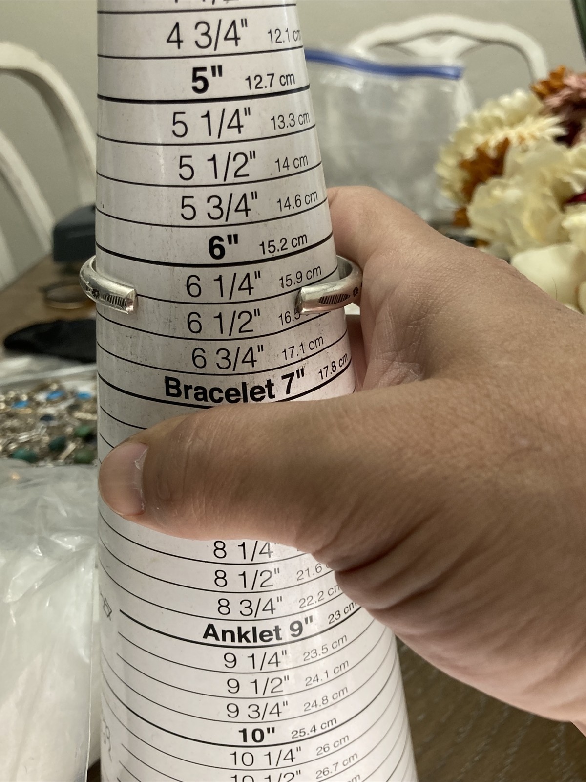 Solid sterling Native American cuff 6.25 Hand Sta… - image 6