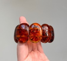 Vintage Retro Genuine Baltic  Amber Stretch Bead Bracelet EUC Read H2