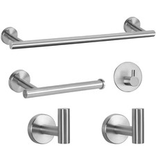5-Piece Bath Hardware Set Included 16 In. Towel Bar, Toilet Paper Holder and 3 M