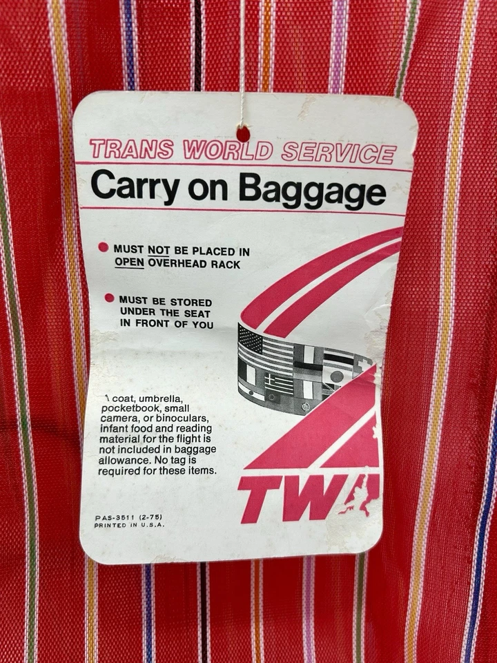 Bolso de Viaje de Mano TWA Vintage Años 70 Doble Asa Mediados de Siglo Foto 2 de 4