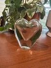 Blenko Handmade Glass Heart Vase/Paperweight 4.5in Tall