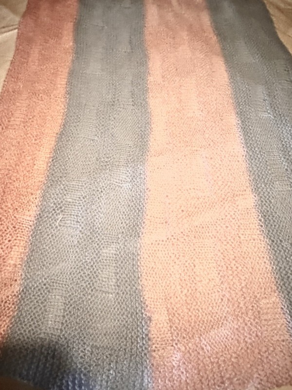 Hand Knit Afghan Lap Baby Blanket, 30” x 30”, Washable, New, pink/blue stripes