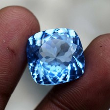 18.80 CT Natural Sky Blue Aquamarine Cushion Cut Certified Gemstone From Brazil