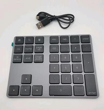 Bluetooth Wireless Number Pad Lekvey 34-Keys Rechargeable Slim Black and Gray