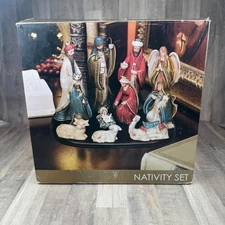 Kirklands Home Nativity Set of 12 Figurines Porcelain Beautiful with Box