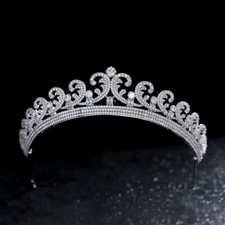 Luxury All CZ Cubic Zirconia Queen Wedding Princess Prom Tiara Crown For Women