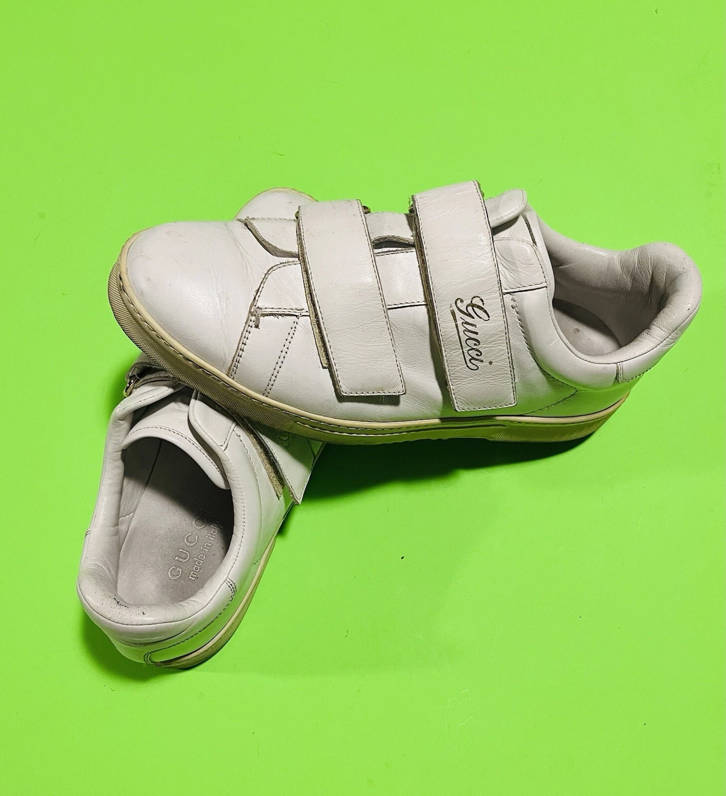 Baskets Gucci homme classique blanc double sangle cuir pointure 7,5D
