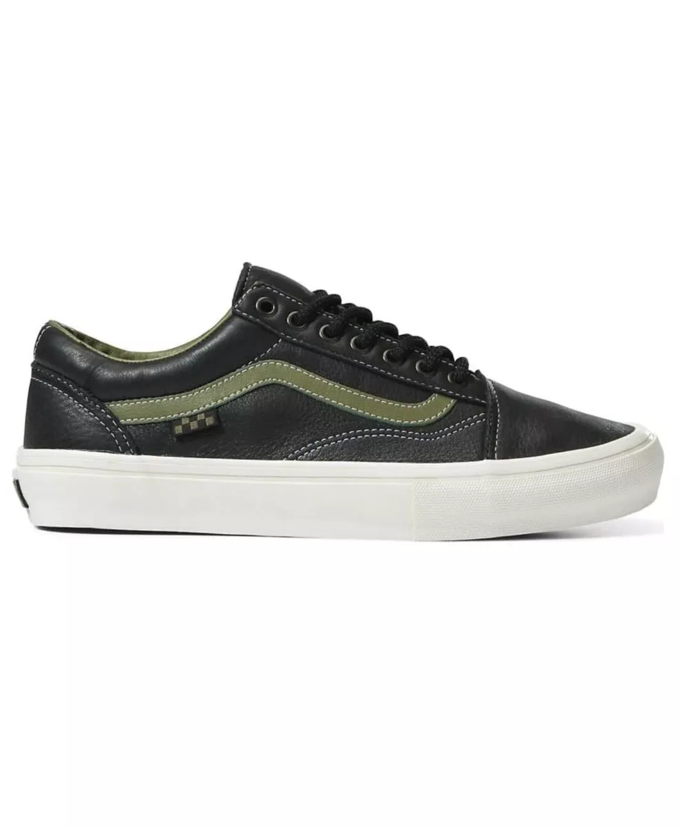 Vans old skool leather black deals