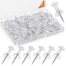 200 Pcs Push Pins Tacks Thumb Tacks Wall Clear Plastic Head Steel Point Push