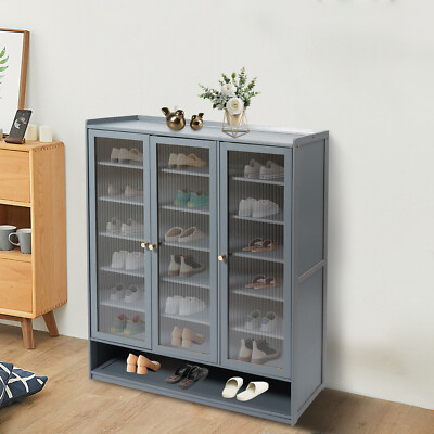 8-Layer Shoe Cabinet Haze Blue Display Rack Shoe Srorage Holder Hall Corridor