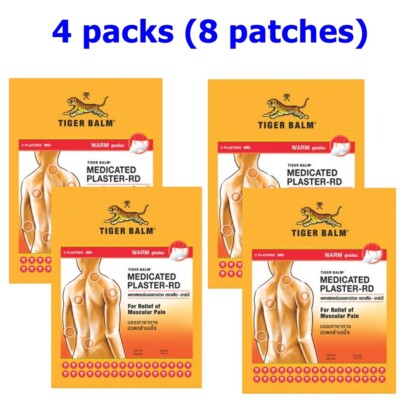 4x A Tiger Balm Pflaster-RD Großes Pflaster Wärmelinderung Muskelschmerzen Nacke