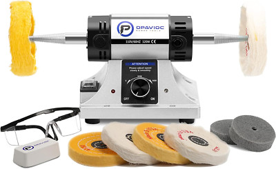 Adjustable Speed Jewelry Polisher & Buffer with 6 Wheels and Safety Glass
