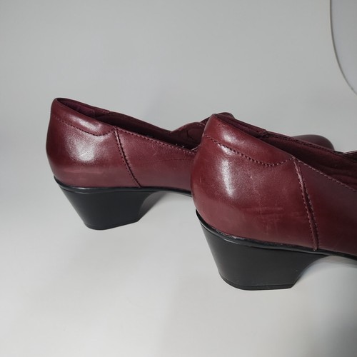 Clarks Mary Jane Pumps Womens Sz 8.5M Red Wine Leather 2" inch High Heels 060 - Picture 16 of 16
