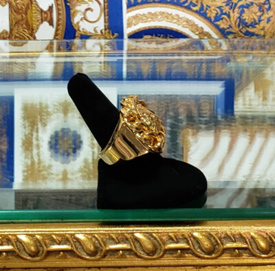 VERSUS VERSACE 24K GOLD PLATED GOLD LION RING size 9 | eBay