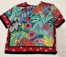 Vintage Flagg ETC California LOUD Tropical Colorful Floral Short Sleeve Top Lg