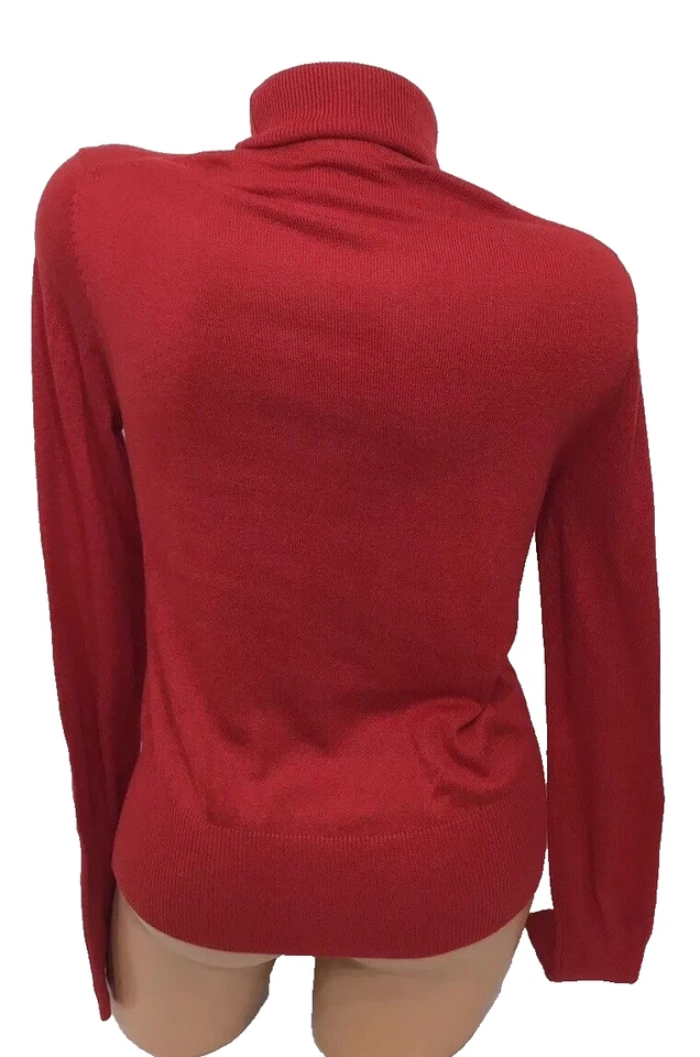 Suéter Victoria Secret Moda Internacional Rojo Seda y Cachemira Cuello Tortuga L Foto 2 de 4