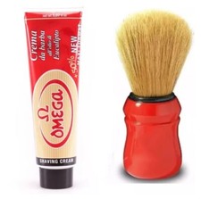 Omega Shaving Cream Tube and Brush Set - Made in Italy