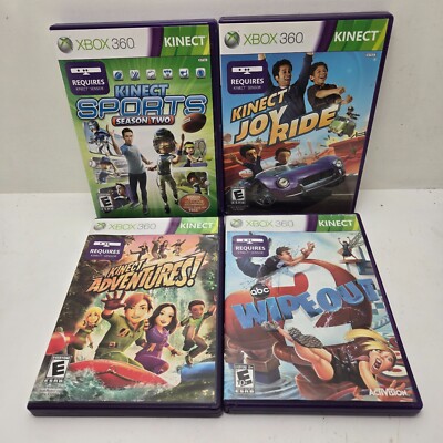 Kinect Lot (Xbox 360, 2010) Joy Ride, Sports Season 2, Adventures, Wipeout 2